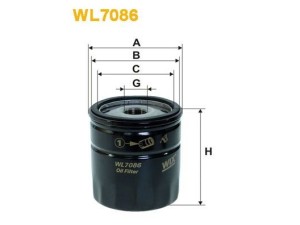 WL7086-12 (WIX FILTERS) Фільтр маслянийRenault Laguna II 00-07 Peugeot Partner 08- Nissan Micra 92-03