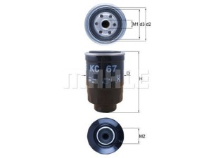 KC67 (MAHLE) Фильтр топливныйNissan NP300 08-14 Nissan X-Trail T30 00-09 Nissan Almera N16 00-06