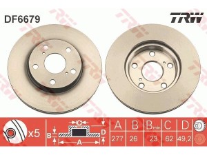 DF6679 (TRW) Диск тормозной переднийToyota Auris E180 12-18 Toyota Corolla 13-18