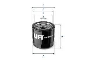 23.616.00 (UFI) Фильтр масляныйMazda 6 12- Mazda 3 13-19 Mazda CX-5 12-17