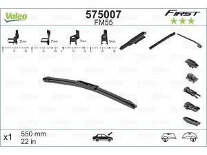 575007 (VALEO) Щітка склоочисника безкаркасна 550 ммAudi A6 94-97 Renault Scenic II 03-09 Hyundai Coupe 02-09