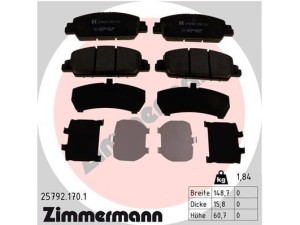 25792.170.1 (ZIMMERMANN) Колодки гальмівні дисковіHonda HR-V 14-22