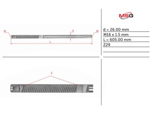 SU401.NLA0.C (MSG) Шток рульової рейки з ЕПКSubaru Legacy 03-09 Subaru Impreza 07-11 Subaru Forester 08-13