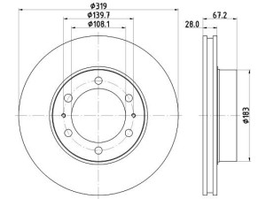 ND1034K (NISSHINBO) Диск гальмівнийToyota Hilux 05-16 Toyota Fortuner 05-15 Toyota FJ Cruiser 06-16