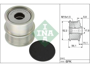 535 0363 10 (INA) Шкив демпферный генератораVW Golf VI 09-14 Audi A3 12-22 Skoda Rapid 13-19